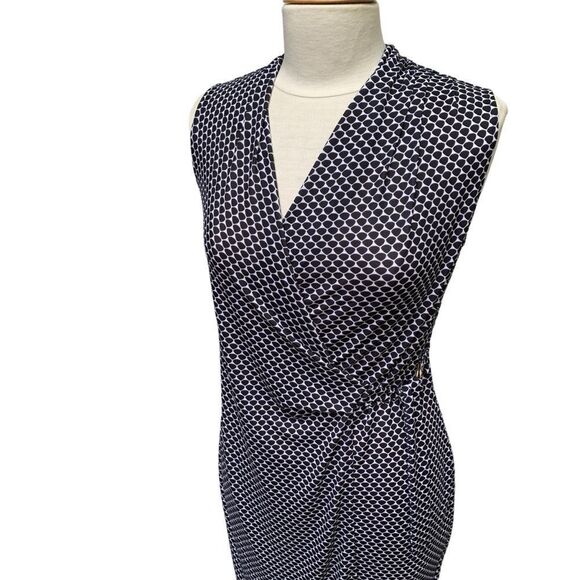 Ann Taylor Sleeveless Wrap Dress - XS - Black White Geometric Print - Picture 5 of 16